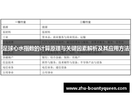 足球心水指数的计算原理与关键因素解析及其应用方法 足球心水指数的计算原理与关键因素解析及其应用方法