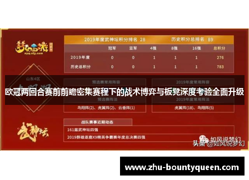 欧冠两回合赛前前瞻密集赛程下的战术博弈与板凳深度考验全面升级 欧冠两回合赛前前瞻密集赛程下的战术博弈与板凳深度考验全面升级